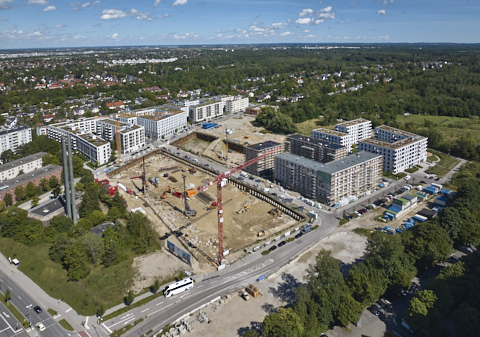 03.09.2025 - Luftbilder der DEMOS-Baustelle Alexiqauartier und BayernHeim in Neuperlach