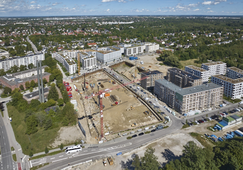 03.09.2025 - Luftbilder der DEMOS-Baustelle Alexiqauartier und BayernHeim in Neuperlach