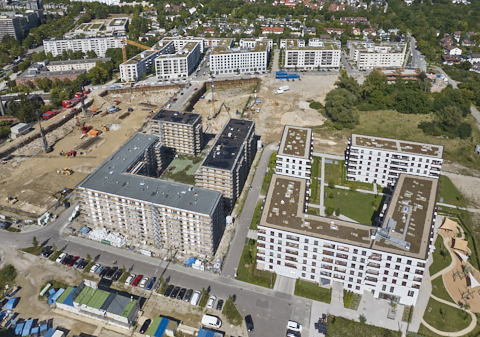 03.09.2025 - Luftbilder der DEMOS-Baustelle Alexiqauartier und BayernHeim in Neuperlach