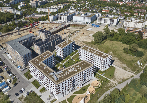 03.09.2025 - Luftbilder der DEMOS-Baustelle Alexiqauartier und BayernHeim in Neuperlach