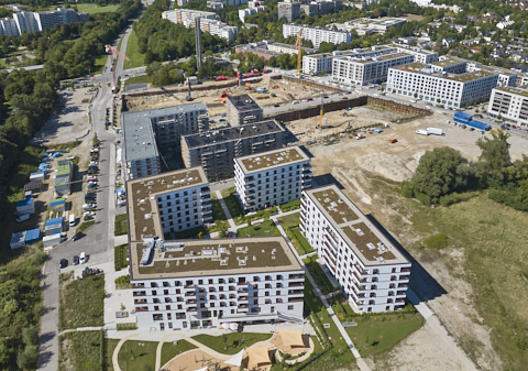 03.09.2025 - Luftbilder der DEMOS-Baustelle Alexiqauartier und BayernHeim in Neuperlach