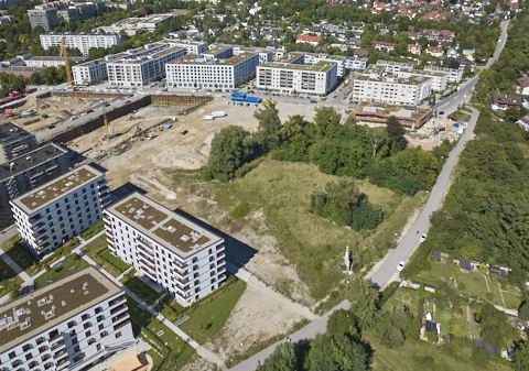 03.09.2025 - Luftbilder der DEMOS-Baustelle Alexiqauartier und BayernHeim in Neuperlach
