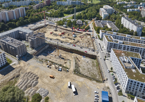 03.09.2025 - Luftbilder der DEMOS-Baustelle Alexiqauartier und BayernHeim in Neuperlach