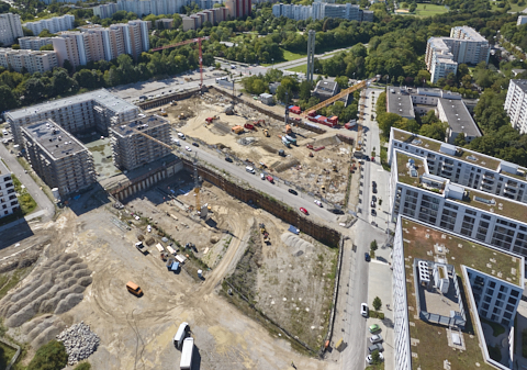 03.09.2025 - Luftbilder der DEMOS-Baustelle Alexiqauartier und BayernHeim in Neuperlach
