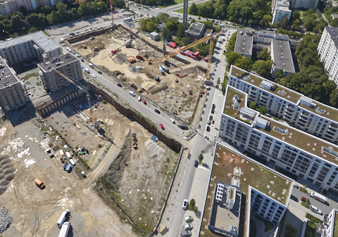03.09.2025 - Luftbilder der DEMOS-Baustelle Alexiqauartier und BayernHeim in Neuperlach