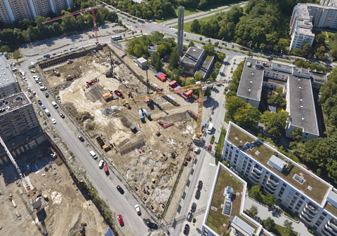 03.09.2025 - Luftbilder der DEMOS-Baustelle Alexiqauartier und BayernHeim in Neuperlach