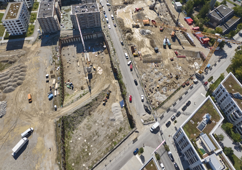 03.09.2025 - Luftbilder der DEMOS-Baustelle Alexiqauartier und BayernHeim in Neuperlach