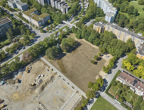 03.09.2025 - Luftbilder vom der Baustelle zur Grundschule am Karl-Marx-Ring in Neuperlach