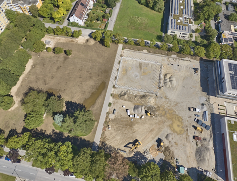 03.09.2025 - Luftbilder vom der Baustelle zur Grundschule am Karl-Marx-Ring in Neuperlach